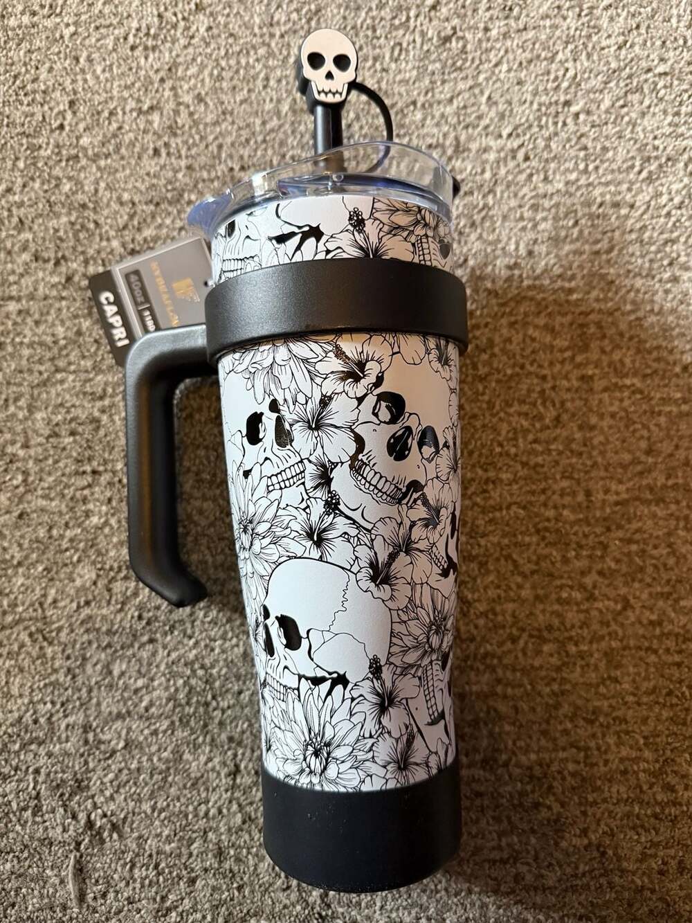 Hydraflow Capri 40oz Voyager Steel Tumbler with Skull and Flower Print